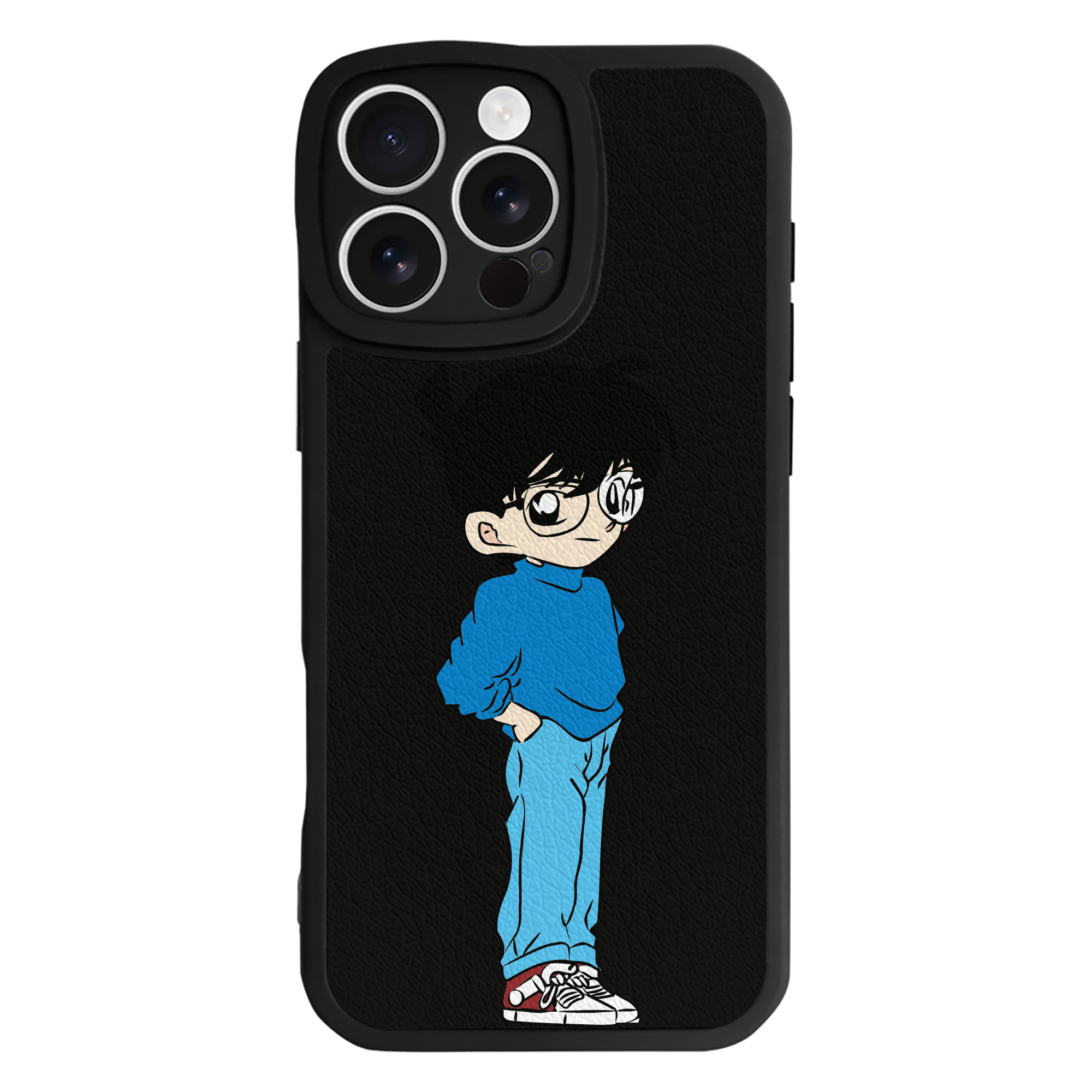 （画像用） 名探偵コナン 江戸川 コナン Detective Conan Conan Edogawa 【iPhone 16シリーズ対応】シリコンスマホケース（レザー調） 材質：シリコン